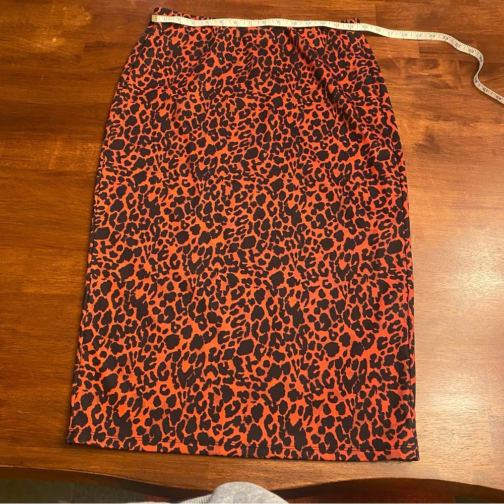 Zara Black and Orange Knee-Length Pencil Skirt